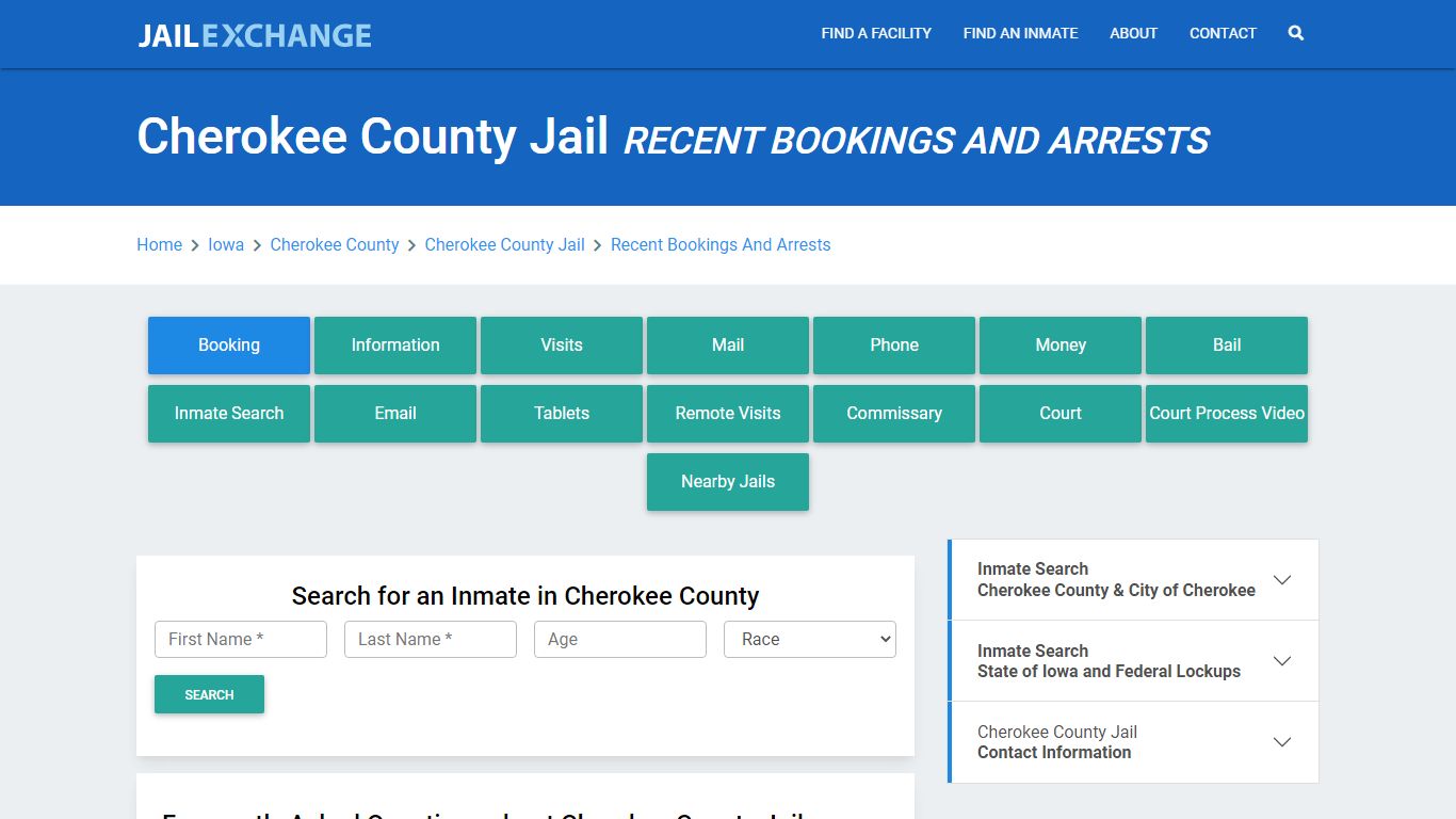 Cherokee County Jail IA Recent Arrests and Bookings - Jail Exchange